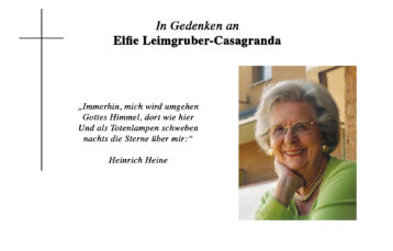 Trauerminute für Elfie Leimgruber-Casagranda